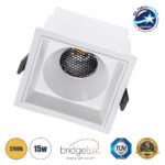 GLOBOSTAR® PLUTO-B 60279 Χωνευτό Downlight Σποτ με Honeycomb Anti Glare Reflector LED 15W 1875lm 38° AC 220-240V IP20 Θερμό Λευκό 2700K - Bridgelux COB Chip & TÜV SÜD Driver - Λευκό Ματ - Μ10.4 x Π10.4 x Υ6.5cm / Q9.5 x 9.5cm - 5 Χρόνια Εγγύηση