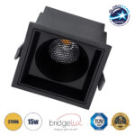 GLOBOSTAR® PLUTO-B 60281 Χωνευτό Downlight Σποτ με Honeycomb Anti Glare Reflector LED 15W 1875lm 38° AC 220-240V IP20 Θερμό Λευκό 2700K - Bridgelux COB Chip & TÜV SÜD Driver - Μαύρο Ματ - Μ10.4 x Π10.4 x Υ6.5cm / Q9.5 x 9.5cm - 5 Χρόνια Εγγύηση