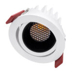 GLOBOSTAR® LEO-R 60282 Χωνευτό Κινούμενο Downlight Σποτ με Honeycomb Anti Glare Reflector LED 10W 1300lm 38° AC 220-240V IP20 Φυσικό Λευκό 4500K - Bridgelux COB Chip & TÜV SÜD Driver - Λευκό & Μαύρο Ματ - Μ8.5 x Π8.5 x Υ6.6cm / Q7.5cm - 5 Χρόνια Εγγύηση - Image 3
