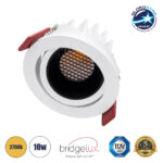 GLOBOSTAR® LEO-R 60283 Χωνευτό Κινούμενο Downlight Σποτ με Honeycomb Anti Glare Reflector LED 10W 1250lm 38° AC 220-240V IP20 Θερμό Λευκό 2700K - Bridgelux COB Chip & TÜV SÜD Driver - Λευκό & Μαύρο Ματ - Μ8.5 x Π8.5 x Υ6.6cm / Q7.5cm - 5 Χρόνια Εγγύηση