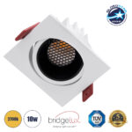 GLOBOSTAR® LEO-SQ 60289 Χωνευτό Κινούμενο Downlight Σποτ με Honeycomb Anti Glare Reflector LED 10W 1250lm 38° AC 220-240V IP20 Θερμό Λευκό 2700K - Bridgelux COB Chip & TÜV SÜD Driver - Λευκό & Μαύρο Ματ - Μ8.5 x Π8.5 x Υ6.6cm / Q7.5 x 7.5cm - 5 Χρόνια Εγγύηση
