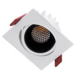 GLOBOSTAR® LEO-SQ 60289 Χωνευτό Κινούμενο Downlight Σποτ με Honeycomb Anti Glare Reflector LED 10W 1250lm 38° AC 220-240V IP20 Θερμό Λευκό 2700K - Bridgelux COB Chip & TÜV SÜD Driver - Λευκό & Μαύρο Ματ - Μ8.5 x Π8.5 x Υ6.6cm / Q7.5 x 7.5cm - 5 Χρόνια Εγγύηση - Image 3