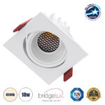 GLOBOSTAR® LEO-SQ 60290 Χωνευτό Κινούμενο Downlight Σποτ με Honeycomb Anti Glare Reflector LED 10W 1300lm 38° AC 220-240V IP20 Φυσικό Λευκό 4500K - Bridgelux COB Chip & TÜV SÜD Driver - Λευκό Ματ - Μ8.5 x Π8.5 x Υ6.6cm / Q7.5 x 7.5cm - 5 Χρόνια Εγγύηση