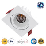 GLOBOSTAR® LEO-SQ 60291 Χωνευτό Κινούμενο Downlight Σποτ με Honeycomb Anti Glare Reflector LED 10W 1250lm 38° AC 220-240V IP20 Θερμό Λευκό 2700K - Bridgelux COB Chip & TÜV SÜD Driver - Λευκό Ματ - Μ8.5 x Π8.5 x Υ6.6cm / Q7.5 x 7.5cm - 5 Χρόνια Εγγύηση