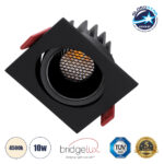 GLOBOSTAR® LEO-SQ 60292 Χωνευτό Κινούμενο Downlight Σποτ με Honeycomb Anti Glare Reflector LED 10W 1300lm 38° AC 220-240V IP20 Φυσικό Λευκό 4500K - Bridgelux COB Chip & TÜV SÜD Driver - Μαύρο Ματ - Μ8.5 x Π8.5 x Υ6.6cm / Q7.5 x 7.5cm - 5 Χρόνια Εγγύηση