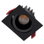 GLOBOSTAR® LEO-SQ 60293 Χωνευτό Κινούμενο Downlight Σποτ με Honeycomb Anti Glare Reflector LED 10W 1250lm 38° AC 220-240V IP20 Θερμό Λευκό 2700K - Bridgelux COB Chip & TÜV SÜD Driver - Μαύρο Ματ - Μ8.5 x Π8.5 x Υ6.6cm / Q7.5 x 7.5cm - 5 Χρόνια Εγγύηση - Image 3