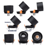 GLOBOSTAR® OMEGA-R 60296 Χωνευτό Κινούμενο Downlight Σποτ LED 12W 1560lm 36° AC 220-240V IP20 Φυσικό Λευκό 4500K - Bridgelux COB Chip & TÜV SÜD Driver - Μαύρο Ματ - Μ10 x Π10 x Υ8.2cm / Q9cm - 5 Χρόνια Εγγύηση - Image 4