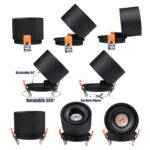GLOBOSTAR® OMEGA-R 60297 Χωνευτό Κινούμενο Downlight Σποτ LED 12W 1500lm 36° AC 220-240V IP20 Θερμό Λευκό 2700K - Bridgelux COB Chip & TÜV SÜD Driver - Μαύρο Ματ - Μ10 x Π10 x Υ8.2cm / Q9cm - 5 Χρόνια Εγγύηση - Image 4