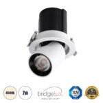 GLOBOSTAR® VIRGO-S 60302 Χωνευτό Κινούμενο Downlight Σποτ LED 7W 910lm 36° AC 220-240V IP20 Φυσικό Λευκό 4500K - Bridgelux COB Chip & TÜV SÜD Driver - Λευκό & Μαύρο Ματ - Μ9 x Π9 x Υ9cm / Q7.8cm - 5 Χρόνια Εγγύηση - Image 2