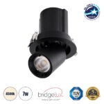 GLOBOSTAR® VIRGO-S 60304 Χωνευτό Κινούμενο Downlight Σποτ LED 7W 910lm 36° AC 220-240V IP20 Φυσικό Λευκό 4500K - Bridgelux COB Chip & TÜV SÜD Driver - Μαύρο Ματ - Μ9 x Π9 x Υ9cm / Q7.8cm - 5 Χρόνια Εγγύηση