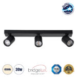 GLOBOSTAR® LEONARDO 60348 Μοντέρνο Φωτιστικό Οροφής LED 30W 3600lm 60° AC 220-240V IP20 Φυσικό Λευκό 4500K - Bridgelux COB - Μαύρο - Μ52 x Π7 x Υ11.8cm - 5 Χρόνια Εγγύηση