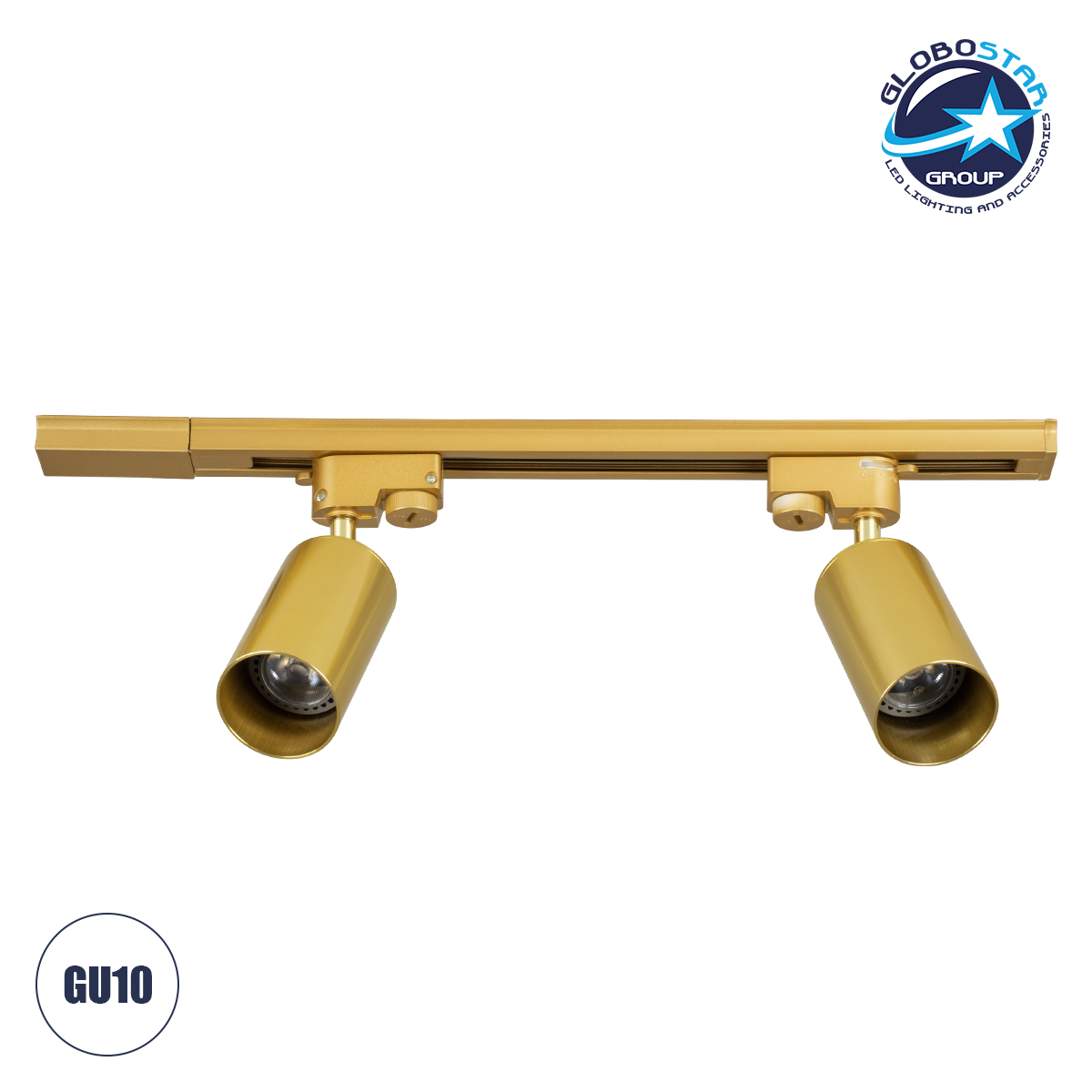 60358_1 GLOBOSTAR® LEO 60358 Μοντέρνο Φωτιστικό Οροφής με Ντουί 2 x GU10 AC 220-240V IP20 - Χρυσό Πλατίνα - Μ50.5 x Π6 x Υ20cm - Image 1