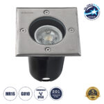 GLOBOSTAR® GIGO 60362 Χωνευτό Φωτιστικό Δαπέδου Σποτ για Λάμπα MR16 με Ντουί 1 x GU10 AC 220-240V Αδιάβροχο IP68 IK09 - Ανοξείδωτο Ατσάλι SS201 - Μ11 x Π11 x Υ11.5cm / Q10.4 x 10.4cm