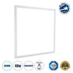 GLOBOSTAR® FRAMELIN 60368 Χωνευτό Panel Οροφής 60x60 LED 48W 5760lm 120° CRI≥85Ra UGR<19 AC 220-240V IP20 Ψυχρό Λευκό 6000K - Lumileds SMD Chip & TÜV SÜD Driver - Λευκό Γαλακτερό - Μ60 x Π60 x Υ1.5cm / Q56 x 56cm - 5 Χρόνια Εγγύηση