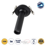 GLOBOSTAR® DALE 60371 Χωνευτό Κινούμενο Downlight Σποτ LED 5W 500lm 36° AC 220-240V IP20 Θερμό Λευκό 2700K - Bridgelux COB Chip & TÜV SÜD Driver - Μαύρο Ματ - Μ6.8 x Π6.8 x Υ10cm / Q5.5cm - 5 Χρόνια Εγγύηση