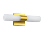 GLOBOSTAR® ANAIS 60409 Μοντέρνο Φωτιστικό Τοίχου - Απλίκα Καθρέπτη Μπάνιου με Ντουί 2 x G9 AC 220-240V IP44 - Χρυσό Βούρτσας & Λευκό - Μ34 x Π12 x Υ11cm - Image 3