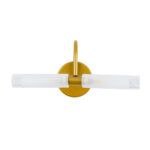 GLOBOSTAR® PAOLA 60417 Μοντέρνο Φωτιστικό Τοίχου - Απλίκα Καθρέπτη Μπάνιου με Ντουί 2 x G9 AC 220-240V IP44 - Χρυσό Βούρτσας & Λευκό - Μ31 x Π16 x Υ15cm - Image 5