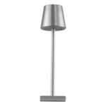 GLOBOSTAR® NEGA 60476 Μοντέρνο Επιτραπέζιο Φωτιστικό LED 2.2W 154lm 360° DC 5V με USB με Επαναφορτιζόμενη Μπαταρία Li-ion 3.7V 4000mAh IP20 Θερμό Λευκό 2700K με Αφή Dimmable - Lumileds SMD Chip - Ασημί - Μ10 x Π10 x Υ39cm - 2 Χρόνια Εγγύηση - Image 5