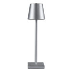 GLOBOSTAR® NEGA 60476 Μοντέρνο Επιτραπέζιο Φωτιστικό LED 2.2W 154lm 360° DC 5V με USB με Επαναφορτιζόμενη Μπαταρία Li-ion 3.7V 4000mAh IP20 Θερμό Λευκό 2700K με Αφή Dimmable - Lumileds SMD Chip - Ασημί - Μ10 x Π10 x Υ39cm - 2 Χρόνια Εγγύηση - Image 6