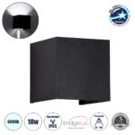 GLOBOSTAR® AXIS-S 60568 Μοντέρνο Φωτιστικό Τοίχου - Απλίκα LED 10W 1250lm 5°/60° AC 220-240V Αδιάβροχο IP65 Ψυχρό Λευκό 6000K - Bridgelux COB Chip & TÜV SÜD Driver - Μαύρο Ματ - Μ10 x Π10 x Υ10cm - 5 Χρόνια Εγγύηση