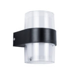 GLOBOSTAR® EMPIRE 60777 Μοντέρνο Φωτιστικό Τοίχου - Απλίκα LED 10W 1050lm 120° AC 220-240V Αδιάβροχο IP65 Θερμό Λευκό 2700K - Bridgelux SMD Chip & TÜV SÜD Driver - Διάφανο & Μαύρο Ματ - M10 x Π11 x Υ13.5cm - 3 Χρόνια Εγγύηση - Image 2
