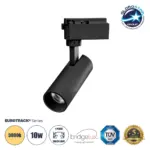 GLOBOSTAR® LUGANO 60805 Μονοφασικό Σποτ Ράγας LED 10W 1200lm 36° AC 220-240V IP20 Θερμό Λευκό 2700K - Bridgelux COB Chip & TÜV SÜD Driver - Eurotrack 1PH - Μαύρο Ματ - Μ4.5 x Π4.5 x Υ18cm - 5 Χρόνια Εγγύηση