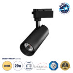 GLOBOSTAR® LUGANO 60811 Μονοφασικό Σποτ Ράγας LED 20W 2400lm 36° AC 220-240V IP20 Θερμό Λευκό 2700K - Bridgelux COB Chip & TÜV SÜD Driver - Eurotrack 1PH - Μαύρο Ματ - Μ6.5 x Π6.5 x Υ20cm - 5 Χρόνια Εγγύηση