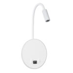 GLOBOSTAR® GOOSE 60881 Μοντέρνο Φωτιστικό Τοίχου - Απλίκα Ξενοδοχείου Reading Light με Φορτιστή USB 3A LED 6W 600lm 36° & 360° AC 220-240V IP20 Φυσικό Λευκό 4500K - CREE XPE & Lumileds SMD Chip & TÜV SÜD Driver - Λευκό Ματ - Μ15.5 x Π15 x Υ30.5cm - 3 Χρόνια Εγγύηση - Image 2