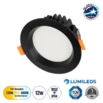 GLOBOSTAR® WATERA 60897 Χωνευτό Downlight Σποτ Panel Μπάνιου & WC LED 12W 1500lm 120° AC 220-240V Αδιάβροχο IP54 Ρυθμιζόμενο Λευκό CCT με Διακόπτη στο Σώμα 2700K/4500K/6000K Dimmable - Lumileds SMD Chip & TÜV SÜD Driver - Μαύρο Ματ - Μ10.8 x Π10.8 x Υ3.2cm / Q9cm - 3 Χρόνια Εγγύηση