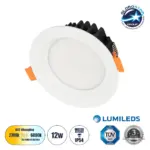 GLOBOSTAR® WATERA 60898 Χωνευτό Downlight Σποτ Panel Μπάνιου & WC LED 12W 1500lm 120° AC 220-240V Αδιάβροχο IP54 Ρυθμιζόμενο Λευκό CCT με Διακόπτη στο Σώμα 2700K/4500K/6000K Dimmable - Lumileds SMD Chip & TÜV SÜD Driver - Λευκό Ματ - Μ10.8 x Π10.8 x Υ3.2cm / Q9cm - 3 Χρόνια Εγγύηση