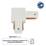 GLOBOSTAR® EUROTRACK-1PH 60906 Μονοφασικός Σύνδεσμος Γ Ράγας 2 Καλωδίων 1L+1N για Σύστημα Ράγας Eurotrack-1PH AC 220-240V IP20 - Λευκό Ματ - Μ6.5 x Π6.5 x Υ1.6cm