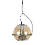 GLOBOSTAR® GLASSO 60927 Μοντέρνο Κρεμαστό Φωτιστικό Οροφής με Ντουί 1 x E27 AC 220-240V IP20 - Ασημί & Μελί - Μ27 x Π27 x Υ52cm - Image 4
