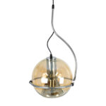 GLOBOSTAR® GLASSO 60927 Μοντέρνο Κρεμαστό Φωτιστικό Οροφής με Ντουί 1 x E27 AC 220-240V IP20 - Ασημί & Μελί - Μ27 x Π27 x Υ52cm - Image 5