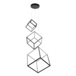 GLOBOSTAR® KIBOO-TRIO 60931 Μοντέρνο Κρεμαστό Φωτιστικό Οροφής LED 90W 10350lm 360° AC 220-240V IP20 Ρυθμιζόμενο Λευκό CCT με Χειριστήριο από 2700K έως 6000K Dimmable - Lumileds SMD Chip - Μαύρο Ματ - Μ60 x Π60 x Υ80cm - 3 Χρόνια Εγγύηση - Image 4