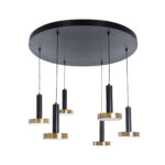 GLOBOSTAR® ZANE 60935 Μοντέρνο Κρεμαστό Φωτιστικό Οροφής LED 100W 11200lm 120° AC 220-240V IP20 Ρυθμιζόμενο Λευκό CCT με Χειριστήριο από 2700K έως 6000K Dimmable - Lumileds SMD Chip - Μαύρο Ματ & Χρυσό - Μ80 x Π80 x Υ20cm - 3 Χρόνια Εγγύηση - Image 2