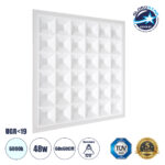 GLOBOSTAR® ZEUS 60968 Χωνευτό Panel Οροφής 60x60 με Anti Glare Reflector LED 48W 7440lm 120° CRI≥85Ra UGR<19 AC 220-240V IP20 Ψυχρό Λευκό 6000K - Lumileds SMD Chip & TÜV SÜD Driver - Λευκό Γαλακτερό - Μ60 x Π60 x Υ3.3cm / Q56 x 56cm - 5 Χρόνια Εγγύηση
