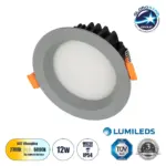 GLOBOSTAR® WATERA 60986 Χωνευτό Downlight Σποτ Panel Μπάνιου & WC LED 12W 1500lm 120° AC 220-240V Αδιάβροχο IP54 Ρυθμιζόμενο Λευκό CCT με Διακόπτη στο Σώμα 2700K/4500K/6000K Dimmable - Lumileds SMD Chip & TÜV SÜD Driver - Γκρι Ανθρακί Ματ - Μ10.8 x Π10.8 x Υ3.2cm / Q9cm - 3 Χρόνια Εγγύηση