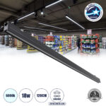 GLOBOSTAR® OFFICE 61023 Μοντέρνο Γραμμικό Επεκτεινόμενο Φωτιστικό Οροφής LED 18W 2230lm 120° AC 220-240V IP20 Ψυχρό Λευκό 6000K - Lumileds SMD Chip - Μαύρο Ματ - Μ120 x Π2 x Υ4cm - 3 Χρόνια Εγγύηση