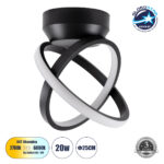 GLOBOSTAR® AMELIA 61052 Μοντέρνο Φωτιστικό Οροφής LED 20W 2400lm 300° AC 220-240V IP20 Ρυθμιζόμενο Λευκό CCT με On/Off 2700K/4500K/6000K - Lumileds SMD Chip - Μαύρο Ματ - Μ24.5 x Π16 x Υ25cm - 3 Χρόνια Εγγύηση