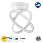 GLOBOSTAR® AMELIA 61053 Μοντέρνο Φωτιστικό Οροφής LED 20W 2400lm 300° AC 220-240V IP20 Ρυθμιζόμενο Λευκό CCT με On/Off 2700K/4500K/6000K - Lumileds SMD Chip - Λευκό Ματ - Μ24.5 x Π16 x Υ25cm - 3 Χρόνια Εγγύηση