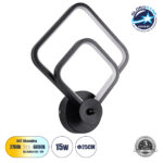GLOBOSTAR® ANNA 61085 Μοντέρνο Φωτιστικό Τοίχου - Απλίκα LED 15W 1800lm 300° AC 220-240V IP20 Ρυθμιζόμενο Λευκό CCT με On/Off 2700K/4500K/6000K - Lumileds SMD Chip - Μαύρο Ματ - Μ25 x Π8 x Υ30cm - 3 Χρόνια Εγγύηση