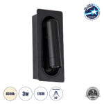 GLOBOSTAR® MANHATTAN 61097 Μοντέρνο Φωτιστικό Τοίχου - Απλίκα Ξενοδοχείου Reading Light LED 3W 405lm 36° AC 220-240V IP20 Φυσικό Λευκό 4500K - Bridgelux COB Chip & TÜV SÜD Driver - Μαύρο - Μ7 x Π7 x Υ17cm - 3 Χρόνια Εγγύηση
