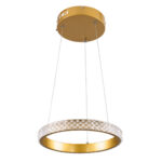 GLOBOSTAR® DIAMOND 61127 Μοντέρνο Κρεμαστό Φωτιστικό Οροφής LED 20W 2356lm 360° AC 220-240V IP20 Ρυθμιζόμενο Λευκό CCT με Χειριστήριο από 2700K έως 6000K Dimmable - Lumileds SMD Chip - Χρυσό Βούρτσας - Μ25 x Π25 x Υ3cm - 3 Χρόνια Εγγύηση - Image 3