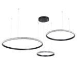 GLOBOSTAR® DIAMOND TRIO 61144 Μοντέρνο Κρεμαστό Φωτιστικό Οροφής LED 120W 14723lm 360° AC 220-240V IP20 Ρυθμιζόμενο Λευκό CCT με Χειριστήριο από 2700K έως 6000K Dimmable - Lumileds SMD Chip - Μαυρό Ματ - Μ150 x Π150 x Υ60cm - 3 Χρόνια Εγγύηση - Image 3