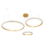 GLOBOSTAR® DIAMOND TRIO 61145 Μοντέρνο Κρεμαστό Φωτιστικό Οροφής LED 120W 14723lm 360° AC 220-240V IP20 Ρυθμιζόμενο Λευκό CCT με Χειριστήριο από 2700K έως 6000K Dimmable - Lumileds SMD Chip - Χρυσό Βούρτσας - Μ150 x Π150 x Υ60cm - 3 Χρόνια Εγγύηση - Image 4