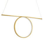 GLOBOSTAR® ROME 61297 Μοντέρνο Κρεμαστό Φωτιστικό Οροφής LED 24W 2640lm 200° AC 220-240V IP20 Ρυθμιζόμενο Λευκό CCT με On/Off 2700K/4500K/6000K - Lumileds SMD Chip - Χρυσό Βούρτσας - Μ65.5 x Π4 x Υ33cm - 3 Χρόνια Εγγύηση - Image 5