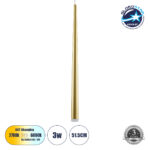 GLOBOSTAR® TEARS 61310 Μοντέρνο Κρεμαστό Φωτιστικό Οροφής LED 3W 330lm 180° AC 220-240V IP20 Ρυθμιζόμενο Λευκό CCT με On/Off 2700K/4500K/6000K - Lumileds SMD Chip - Χρυσό Βούρτσας - Μ3.2 x Π3.2 x Υ51.5cm - 3 Χρόνια Εγγύηση