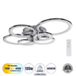 GLOBOSTAR® ROYAL-R 61324 Μοντέρνο Φωτιστικό Οροφής LED 135W 16200lm 360° AC 220-240V IP20 Ρυθμιζόμενο Λευκό CCT με Χειριστήριο από 2700K έως 6000K Dimmable - Lumileds SMD Chip - Ασημί Νίκελ - Μ80.5 x Π59 x Υ12cm - 3 Χρόνια Εγγύηση - Image 2