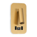 GLOBOSTAR® LADY-O 61366 Μοντέρνο Φωτιστικό Τοίχου - Απλίκα Ξενοδοχείου Reading Light με Φορτιστή USB 3A LED 10W 1000lm 36° & 360° AC 220-240V IP20 Φυσικό Λευκό 4500K - Bridgelux COB Chip & TÜV SÜD Driver - Χρυσό Βούρτσας - Μ10.5 x Π10 x Υ18.5cm - 3 Χρόνια Εγγύηση - Image 2