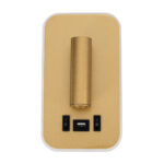 GLOBOSTAR® LADY-O 61366 Μοντέρνο Φωτιστικό Τοίχου - Απλίκα Ξενοδοχείου Reading Light με Φορτιστή USB 3A LED 10W 1000lm 36° & 360° AC 220-240V IP20 Φυσικό Λευκό 4500K - Bridgelux COB Chip & TÜV SÜD Driver - Χρυσό Βούρτσας - Μ10.5 x Π10 x Υ18.5cm - 3 Χρόνια Εγγύηση - Image 3